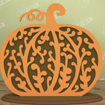 Intra απο ξύλο plywood Χρώμα wenge 3mm-4mm πάχος - Floral κολοκύθα | Στολίδια κολοκύθας | CNC Δίασταση 6x6 cm INTRAFABR-52967423 - Image 1