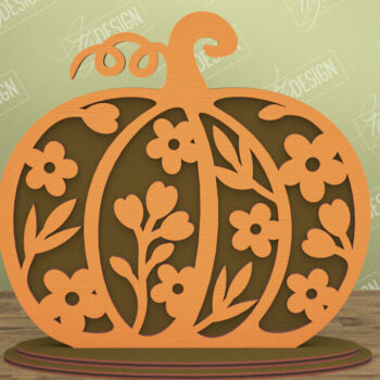 Intra απο ξύλο plywood Χρώμα wenge 3mm-4mm πάχος - Floral κολοκύθα | Στολίδια κολοκύθας | CNC Δίασταση 6x6 cm INTRAFABR-85748166 - Image 1