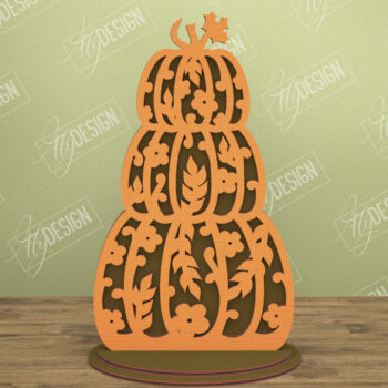 Intra απο ξύλο plywood Χρώμα wenge 3mm-4mm πάχος - Floral κολοκύθα | Στολίδια κολοκύθας | CNC Δίασταση 6x6 cm INTRAFABR-112500901 - Image 1