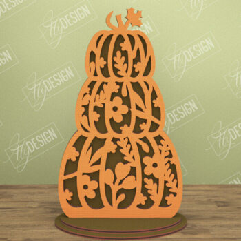 Intra απο ξύλο plywood Χρώμα wenge 3mm-4mm πάχος - Floral κολοκύθα | Στολίδια κολοκύθας | CNC Δίασταση 6x6 cm INTRAFABR-115466913 - Image 1