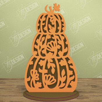 Intra απο ξύλο plywood  Χρώμα wenge 3mm-4mm πάχος - Floral κολοκύθα | Στολίδια κολοκύθας | CNC Δίασταση 6x6 cm INTRAFABR-124683411 - Image 1