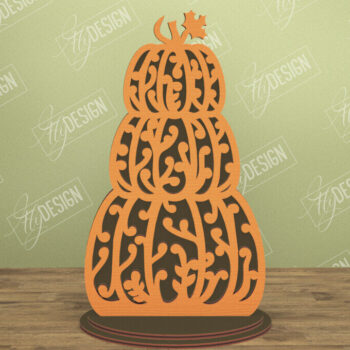 Intra απο ξύλο plywood Χρώμα wenge 3mm-4mm πάχος - Floral κολοκύθα | Στολίδια κολοκύθας | CNC Δίασταση 6x6 cm INTRAFABR-112211804 - Image 1