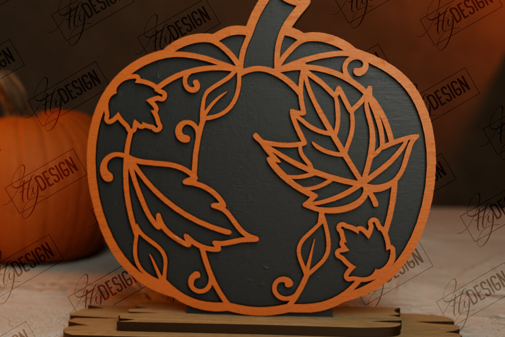 Intra απο ξύλο plywood  Χρώμα wenge 3mm-4mm πάχος - Floral κολοκύθα | Στολίδια κολοκύθας | CNC Δίασταση 6x6 cm INTRAFABR-112211852