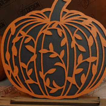 Intra απο ξύλο plywood Χρώμα wenge 3mm-4mm πάχος - Floral κολοκύθα | Στολίδια κολοκύθας | CNC Δίασταση 6x6 cm INTRAFABR-112212108 - Image 1