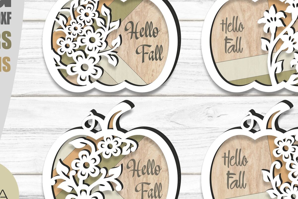 Intra απο ξύλο plywood  Χρώμα wenge 3mm-4mm πάχος - Πακέτο λουλουδιών κολοκύθες, φθινοπωρινές κολοκύθες Δίασταση 15x15 cm INTRAFABR-110671033