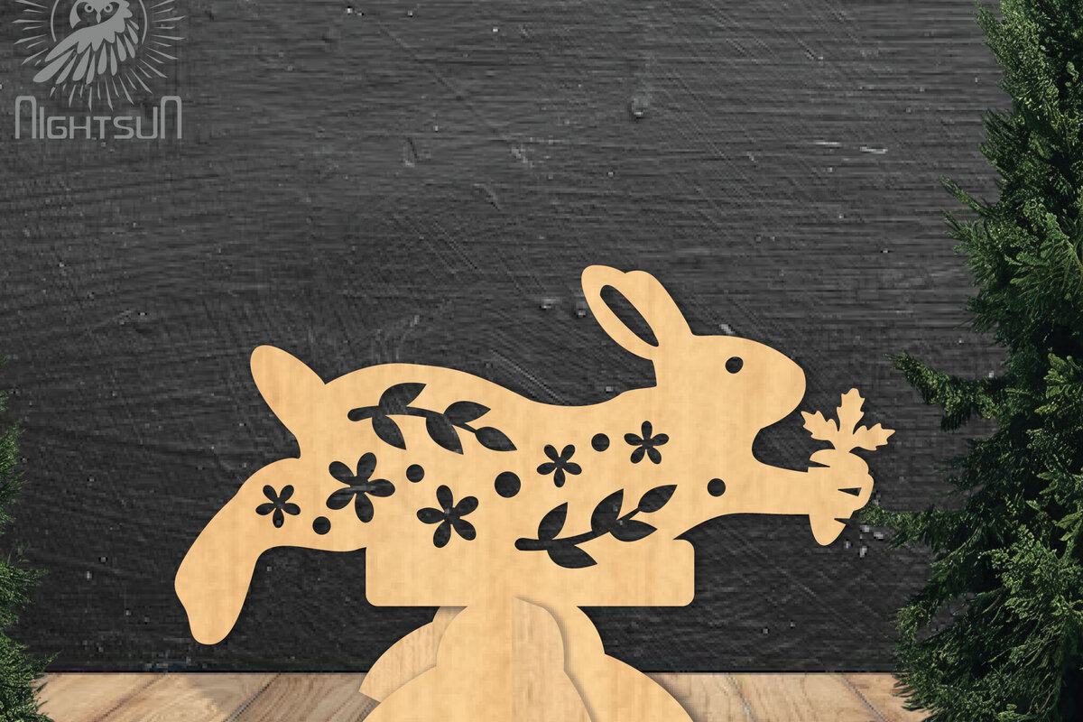 Intra απο ξύλο plywood  Χρώμα wenge 3mm-4mm πάχος - Floral Rabbit Decor Home 2 Δίασταση 20x20 cm INTRAFABR-111363867