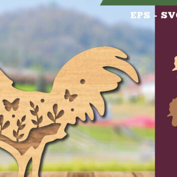 Intra απο ξύλο plywood  Χρώμα wenge 3mm-4mm πάχος - Floral Rooster Decoration Δίασταση 20x20 cm INTRAFABR-111363916 - Image 1