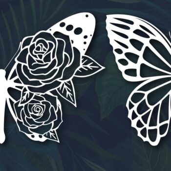 Intra απο ξύλο plywood  Χρώμα wenge 3mm-4mm πάχος - Floral Rose Butterfly Πακέτο Δίασταση 25x25 cm INTRAFABR-110670777 - Image 1