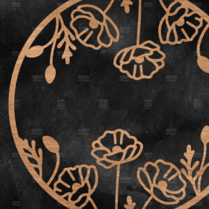 Intra απο ξύλο plywood  Χρώμα wenge 3mm-4mm πάχος - Floral στρογγυλή πινακίδα Δίασταση 30x20 cm INTRAFABR-105416927