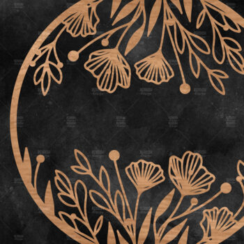 Intra απο ξύλο plywood  Χρώμα wenge 3mm-4mm πάχος - Floral στρογγυλή πινακίδα Δίασταση 30x20 cm INTRAFABR-88315083 - Image 1