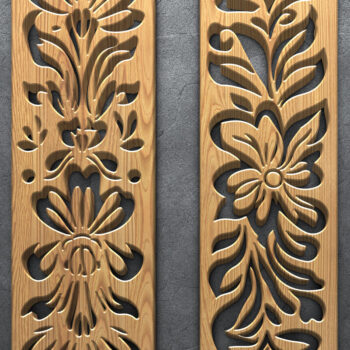 Intra απο ξύλο plywood  Χρώμα wenge 3mm-4mm πάχος - Πάνελ κοπής με λέιζερ Floral Scroll Δίασταση 3200x7200 cm INTRAFABR-120390048 - Image 2