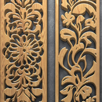 Intra απο ξύλο plywood  Χρώμα wenge 3mm-4mm πάχος - Πάνελ κοπής με λέιζερ Floral Scroll Δίασταση 3200x7200 cm INTRAFABR-120390048 - Image 3