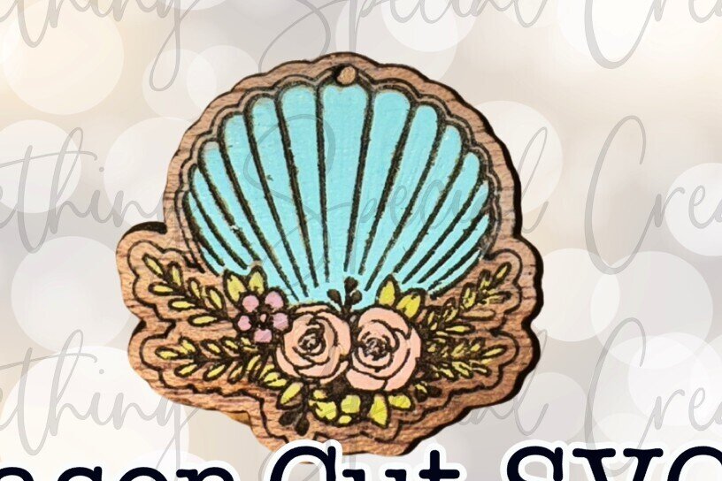 Intra απο ξύλο plywood  Χρώμα wenge 3mm-4mm πάχος - Σκουλαρίκια με λουλούδια με κοχύλι θάλασσας Δίασταση 3x3 cm INTRAFABR-120390066