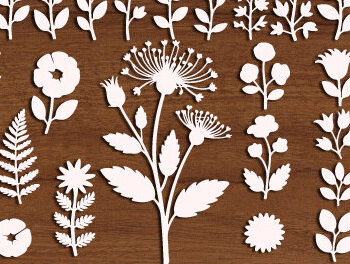 Intra απο ξύλο plywood Χρώμα wenge 3mm-4mm πάχος - Floral Silhouette Mega Bundle 1628 Δίασταση 20x20 cm INTRAFABR-86217964 - Image 1