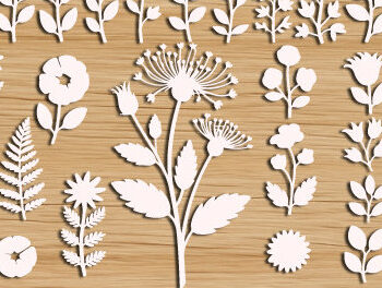 Intra απο ξύλο plywood Χρώμα wenge 3mm-4mm πάχος - Floral Silhouette Mega Bundle 1628 Δίασταση 20x20 cm INTRAFABR-86217964 - Image 2