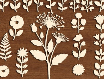 Intra απο ξύλο plywood Χρώμα wenge 3mm-4mm πάχος - Floral Silhouette Mega Bundle 1628 Δίασταση 20x20 cm INTRAFABR-86217964 - Image 5