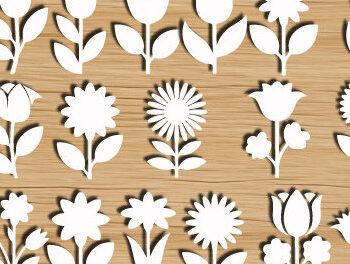 Intra απο ξύλο plywood Χρώμα wenge 3mm-4mm πάχος - Floral Silhouette Mega Bundle 1630 Δίασταση 20x20 cm INTRAFABR-86217876 - Image 3