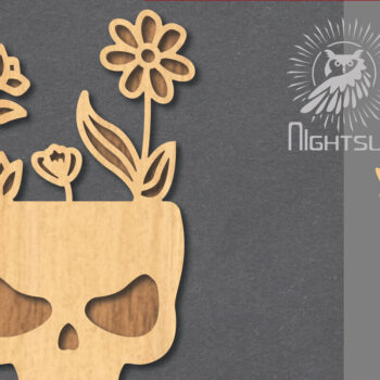 Intra απο ξύλο plywood  Χρώμα wenge 3mm-4mm πάχος - Floral Skull Decoration 1 Δίασταση 15x15 cm INTRAFABR-86218126 - Image 1