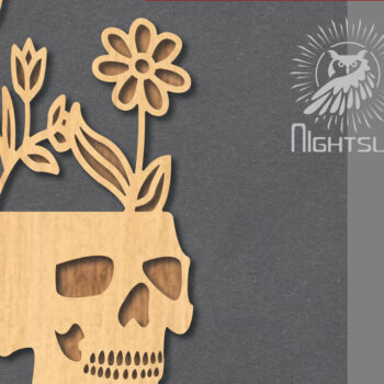 Intra απο ξύλο plywood Χρώμα wenge 3mm-4mm πάχος - Floral Skull Decoration 2 Δίασταση 15x15 cm INTRAFABR-86218490 - Image 1