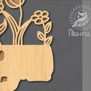 Intra απο ξύλο plywood Χρώμα wenge 3mm-4mm πάχος - Floral Skull Decoration 4 Δίασταση 15x15 cm INTRAFABR-86218432 - Image 1