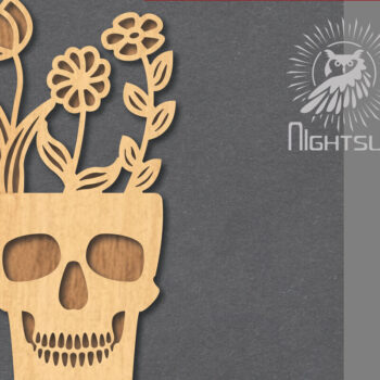 Intra απο ξύλο plywood  Χρώμα wenge 3mm-4mm πάχος - Floral Skull Decoration 6 Δίασταση 15x15 cm INTRAFABR-86218063 - Image 1