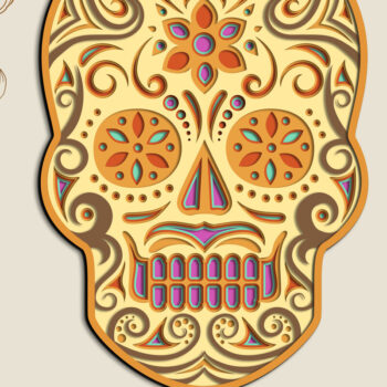 Intra απο ξύλο plywood Χρώμα wenge 3mm-4mm πάχος - Floral Skull πολυστρωματικό πάνελ τοίχου Δίασταση 2x12 cm INTRAFABR-82901987 - Image 1