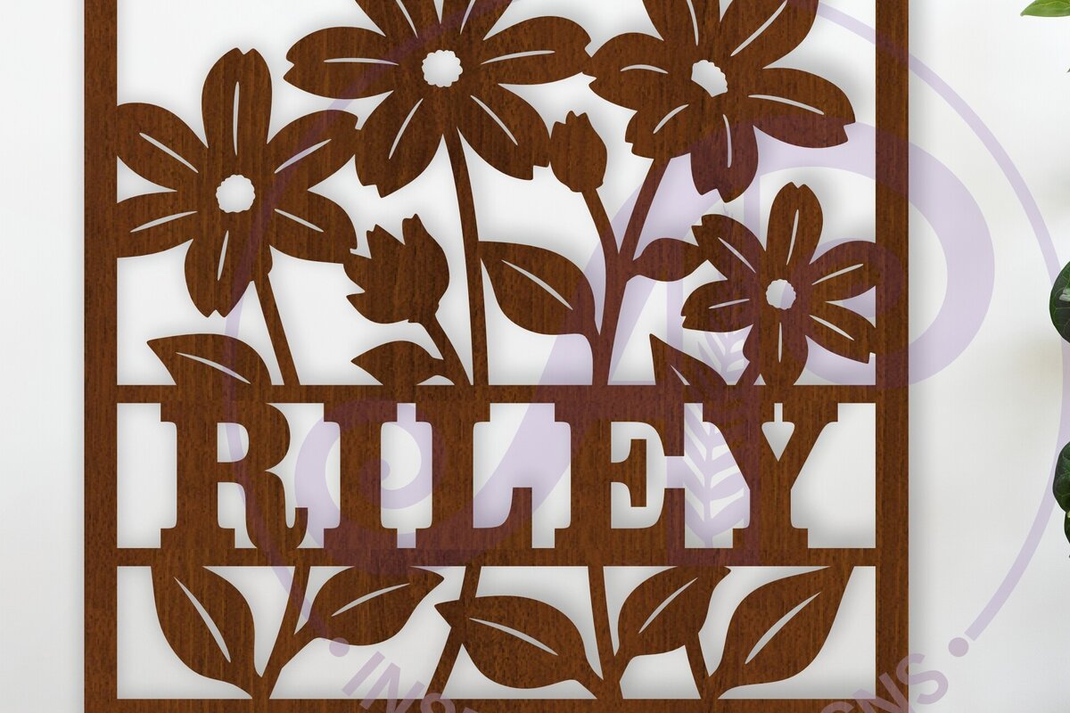 Intra απο ξύλο plywood  Χρώμα wenge 3mm-4mm πάχος - Floral τετράγωνο όνομα τοίχου, Δίασταση 40x50 cm INTRAFABR-110273827