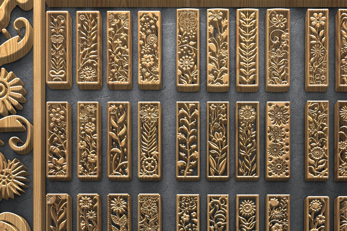 Intra απο ξύλο plywood  Χρώμα wenge 3mm-4mm πάχος - Πακέτο με φλοράλ λωρίδα με λέιζερ Δίασταση 3200x7200 cm INTRAFABR-115233403