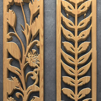 Intra απο ξύλο plywood  Χρώμα wenge 3mm-4mm πάχος - Πακέτο με φλοράλ λωρίδα με λέιζερ Δίασταση 3200x7200 cm INTRAFABR-115233403 - Image 2