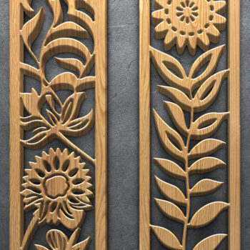 Intra απο ξύλο plywood  Χρώμα wenge 3mm-4mm πάχος - Πακέτο με φλοράλ λωρίδα με λέιζερ Δίασταση 3200x7200 cm INTRAFABR-115233403 - Image 3