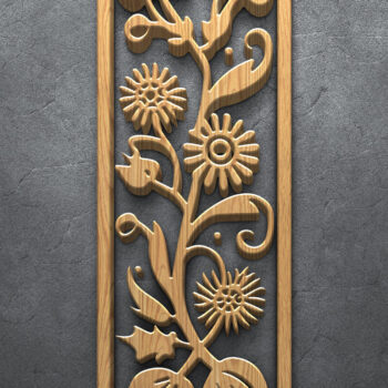 Intra απο ξύλο plywood  Χρώμα wenge 3mm-4mm πάχος - Πακέτο με φλοράλ λωρίδα με λέιζερ Δίασταση 3200x7200 cm INTRAFABR-115233403 - Image 4