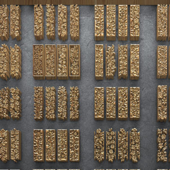 Intra απο ξύλο plywood 3mm-4mm πάχος - Πακέτο  με floral ρίγες Δίασταση 3200x7200 cm INTRAFABR-125105916 - Image 1