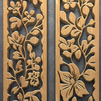 Intra απο ξύλο plywood 3mm-4mm πάχος - Πακέτο  με floral ρίγες Δίασταση 3200x7200 cm INTRAFABR-125105916 - Image 2