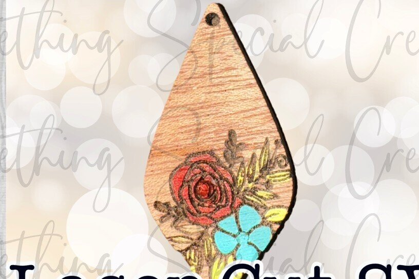 Intra απο ξύλο plywood  Χρώμα wenge 3mm-4mm πάχος - Σκουλαρίκια με φλοράλ δάκρυ Δίασταση 3x3 cm INTRAFABR-82901703