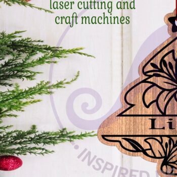 Intra απο ξύλο plywood  Χρώμα wenge 3mm-4mm πάχος - Floral Tree Χριστουγεννιάτικο Στολίδι Laser Δίασταση 6x6 cm INTRAFABR-72221856 - Image 1