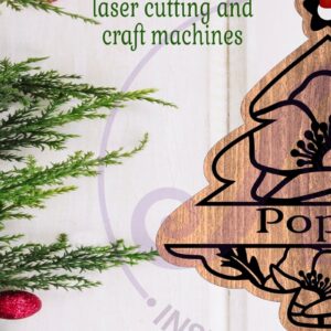 Intra απο ξύλο plywood  Χρώμα wenge 3mm-4mm πάχος - Floral Tree Χριστουγεννιάτικο Στολίδι Laser Δίασταση 6x6 cm INTRAFABR-25565852