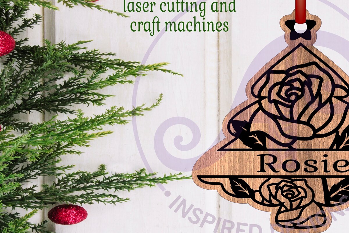 Intra απο ξύλο plywood  Χρώμα wenge 3mm-4mm πάχος - Floral Tree Χριστουγεννιάτικο Στολίδι Laser Δίασταση 6x6 cm INTRAFABR-69861671