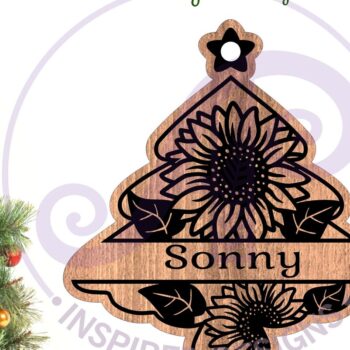 Intra απο ξύλο plywood Χρώμα wenge 3mm-4mm πάχος - Floral Tree Χριστουγεννιάτικο Στολίδι Laser Δίασταση 6x6 cm INTRAFABR-111651475 - Image 2