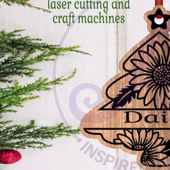 Intra απο ξύλο plywood Χρώμα wenge 3mm-4mm πάχος - Floral Tree Χριστουγεννιάτικο Στολίδι Laser Δίασταση 6x6 cm INTRAFABR-113481168 - Image 1