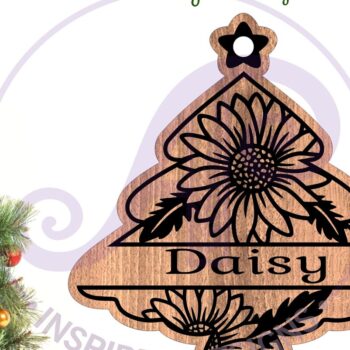 Intra απο ξύλο plywood Χρώμα wenge 3mm-4mm πάχος - Floral Tree Χριστουγεννιάτικο Στολίδι Laser Δίασταση 6x6 cm INTRAFABR-113481168 - Image 2