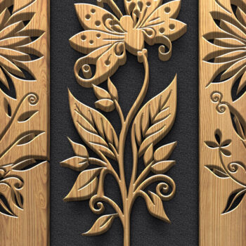 Intra απο ξύλο plywood Χρώμα wenge 3mm-4mm πάχος - Δέσμη πάνελ κοπής με λουλούδια & δέντρα Δίασταση 3600x5400 cm INTRAFABR-113481247 - Image 2