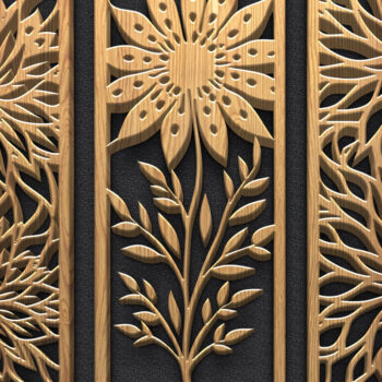 Intra απο ξύλο plywood Χρώμα wenge 3mm-4mm πάχος - Δέσμη πάνελ κοπής με λουλούδια & δέντρα Δίασταση 3600x5400 cm INTRAFABR-113481247 - Image 3