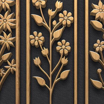 Intra απο ξύλο plywood Χρώμα wenge 3mm-4mm πάχος - Δέσμη πάνελ κοπής με λουλούδια & δέντρα Δίασταση 3600x5400 cm INTRAFABR-113481247 - Image 4