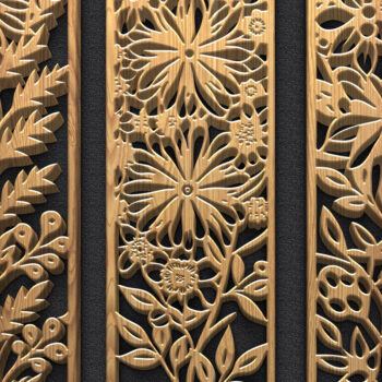 Intra απο ξύλο plywood Χρώμα wenge 3mm-4mm πάχος - Δέσμη πάνελ κοπής με λουλούδια & δέντρα Δίασταση 3600x5400 cm INTRAFABR-113481247 - Image 6