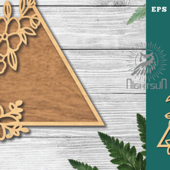 Intra απο ξύλο plywood Χρώμα wenge 3mm-4mm πάχος - Floral Τρίγωνο σημάδι κοπής με λέιζερ Δίασταση 20x20 cm INTRAFABR-113481308 - Image 1