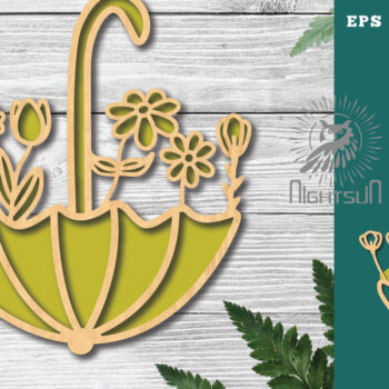 Intra απο ξύλο plywood  Χρώμα wenge 3mm-4mm πάχος - Ομπρέλα με λουλουδάτο κομμένο με λέιζερ διακόσμηση 5 Δίασταση 20x20 cm INTRAFABR-87854442 - Image 1