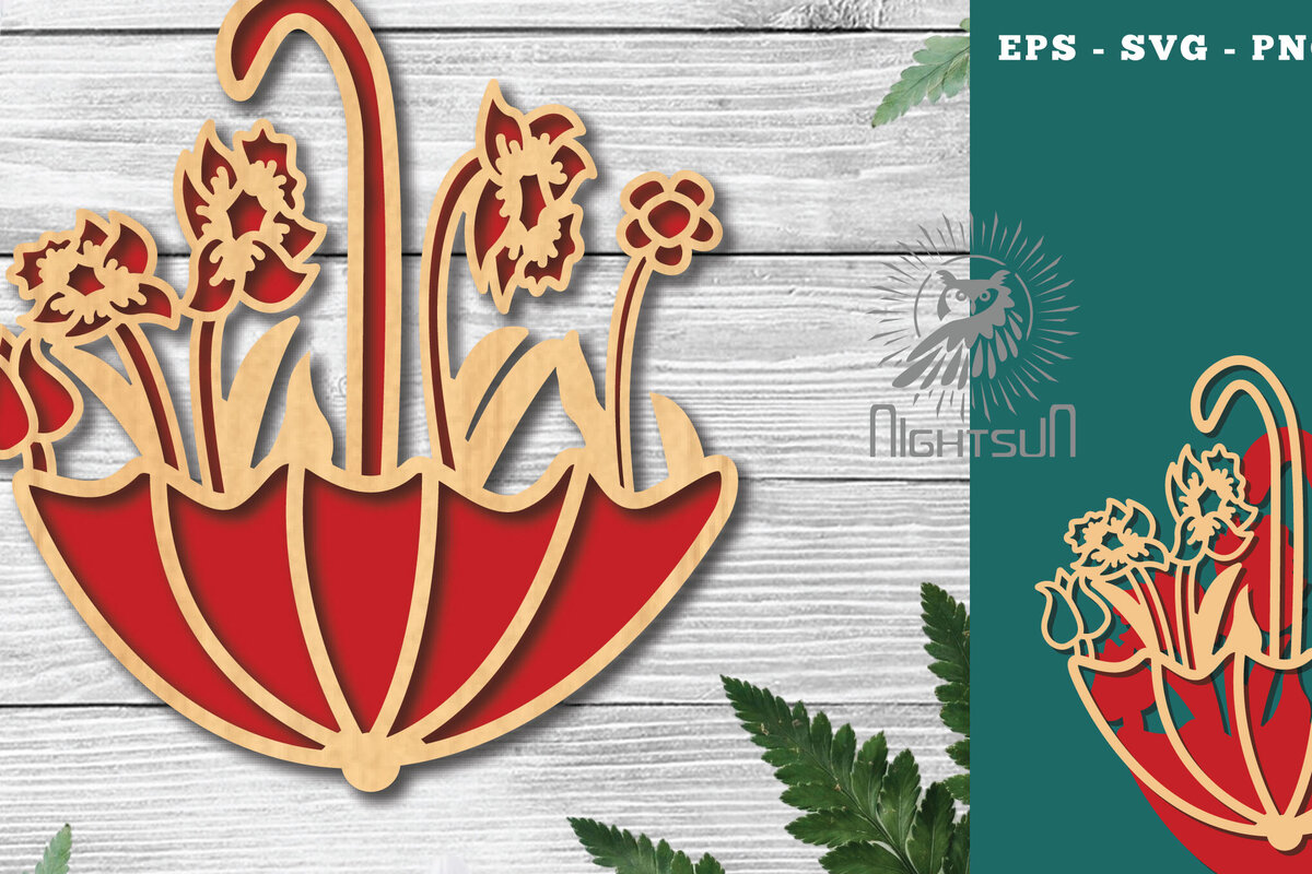 Intra απο ξύλο plywood  Χρώμα wenge 3mm-4mm πάχος - Ομπρέλα με λουλουδάτο κούρεμα με λέιζερ 6 Δίασταση 20x20 cm INTRAFABR-87854491