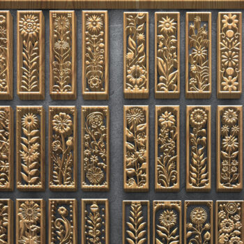 Intra απο ξύλο plywood  Χρώμα wenge 3mm-4mm πάχος - Floral κάθετα πάνελ κοπής με λέιζερ Δίασταση 3200x7200 cm INTRAFABR-87854652 - Image 1