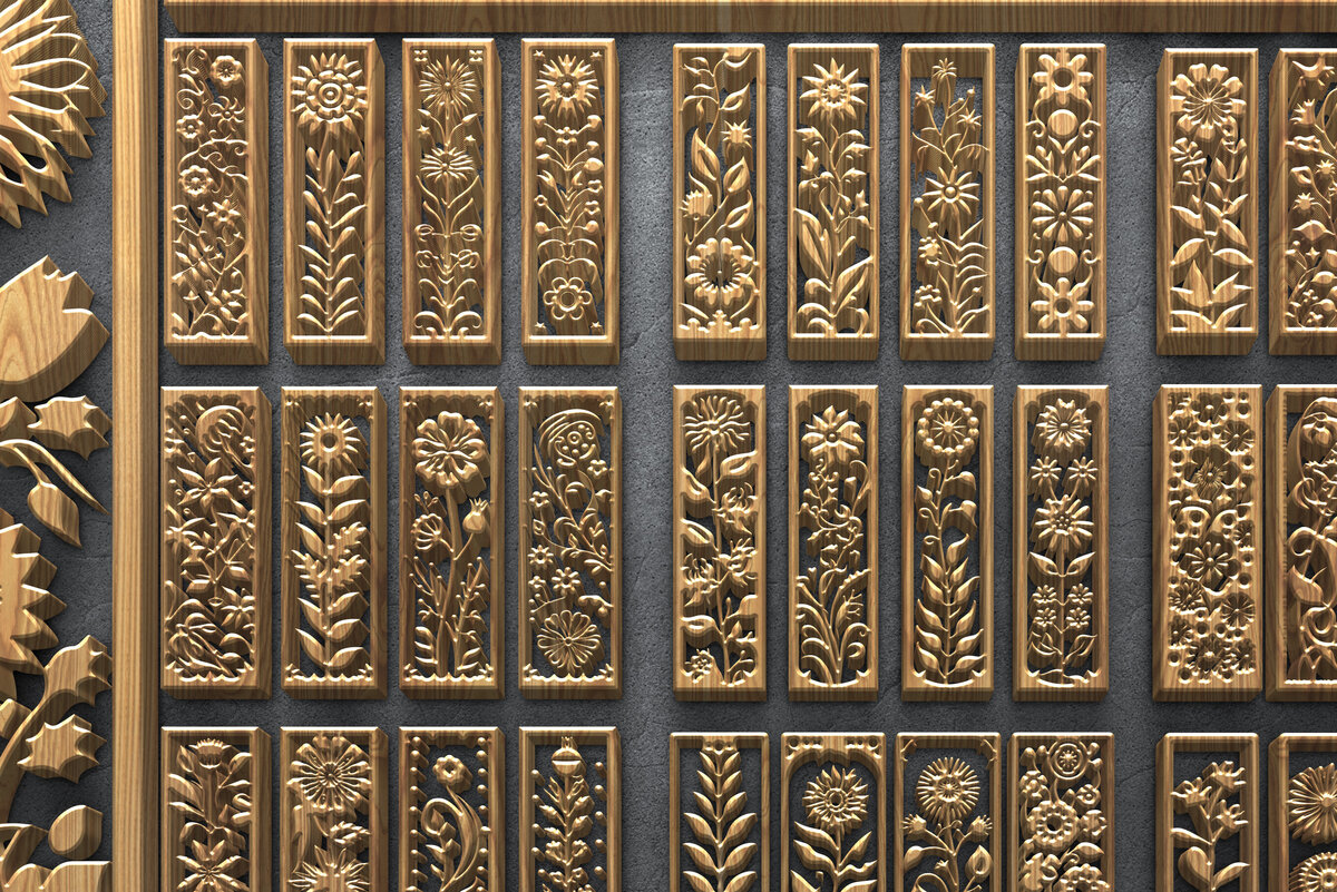 Intra απο ξύλο plywood  Χρώμα wenge 3mm-4mm πάχος - Floral κάθετα πάνελ κοπής με λέιζερ Δίασταση 3200x7200 cm INTRAFABR-87854652