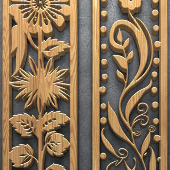 Intra απο ξύλο plywood  Χρώμα wenge 3mm-4mm πάχος - Floral κάθετα πάνελ κοπής με λέιζερ Δίασταση 3200x7200 cm INTRAFABR-87854652 - Image 2